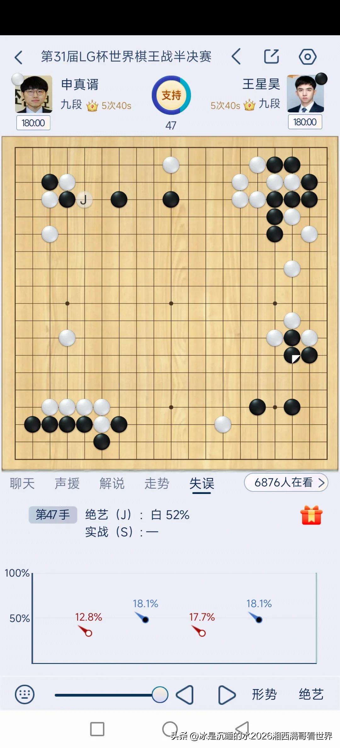 今天是第31届LG杯世界棋王赛争夺进决赛的关键一战，中国与韩国各有两名棋手捉对厮