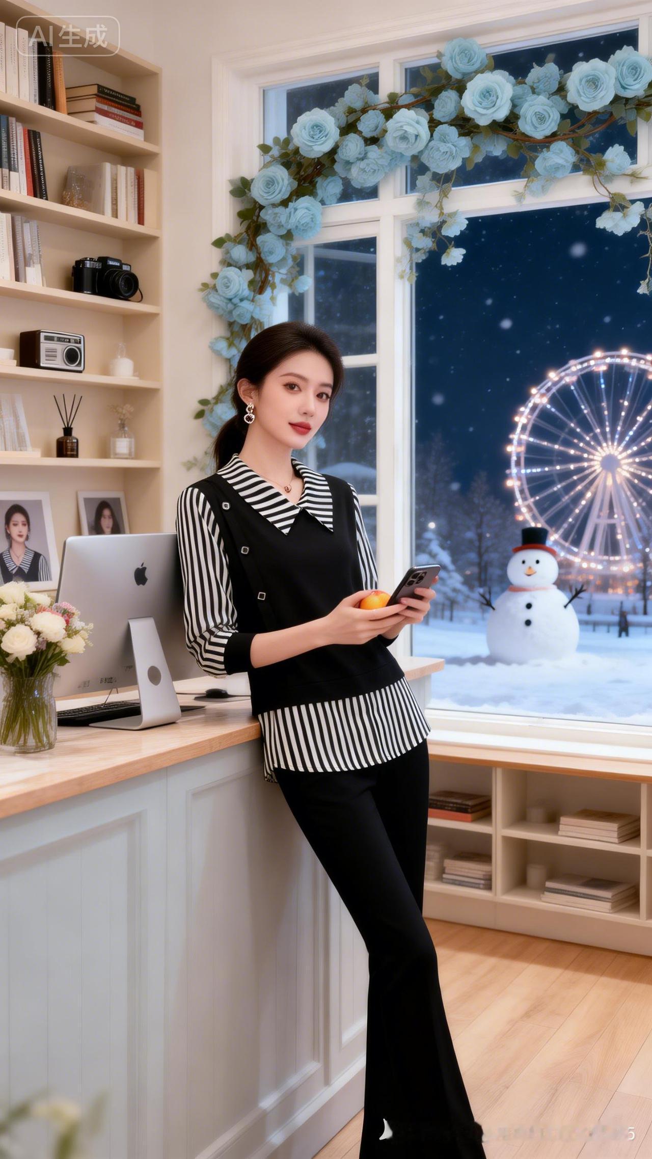 冬日暖阳下的办公时光，静谧而美好。