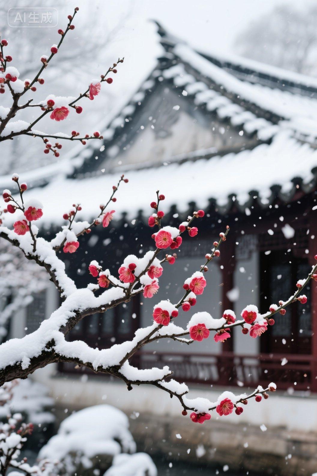 红梅绽雪开辟鸿蒙,谁为情种?红梅绽雪开辟鸿蒙，谁为情种？
绿柳摇风勘破尘缘，我本