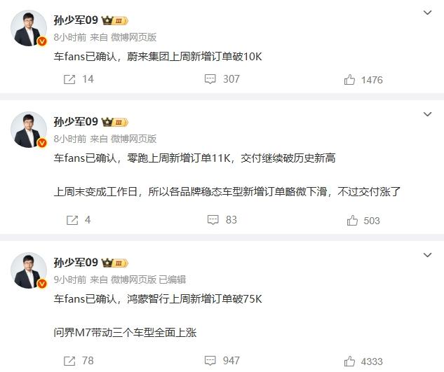 华为上周新订单，75k？这回余承东可有的说了，快来社媒发「遥遥领先」四个字！
零
