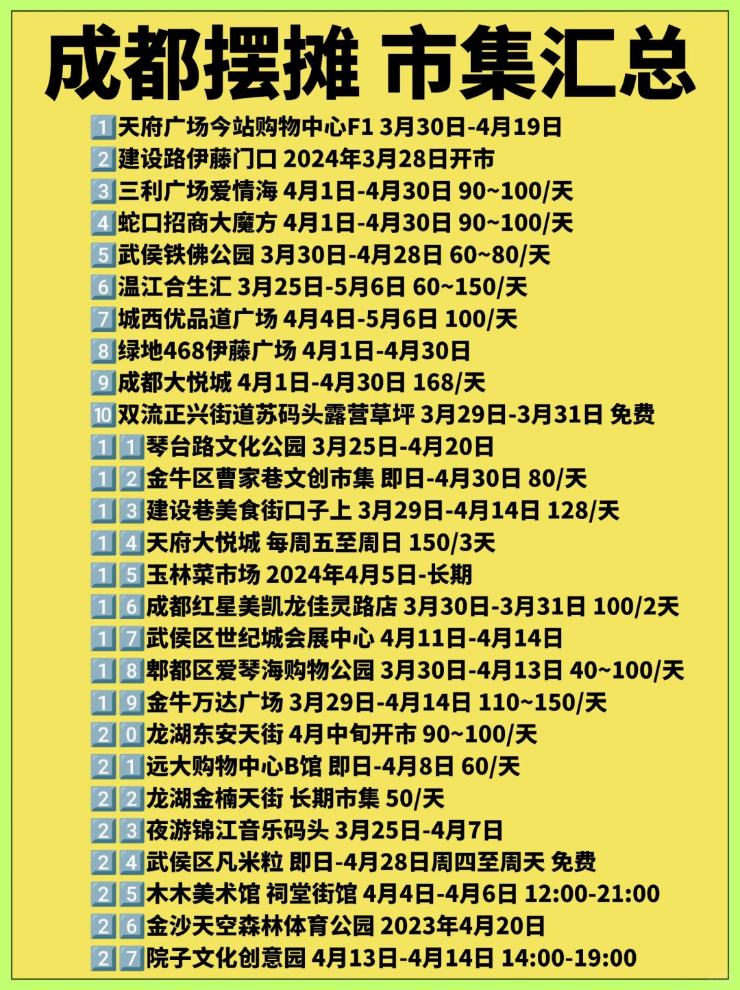 成都摆摊⭕️27个市集汇总！确定不看看❓