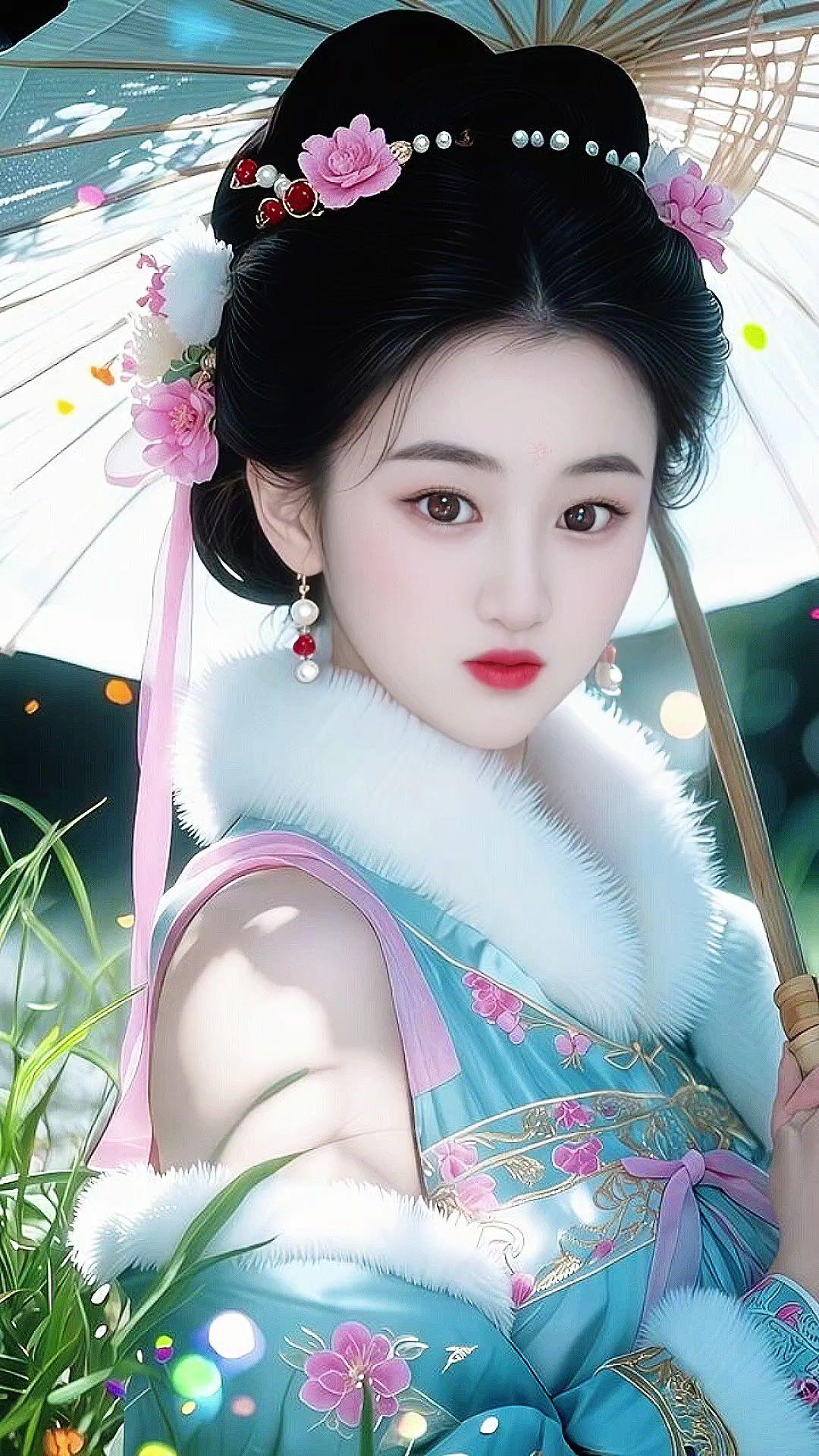 墨香染伞古韵悠然 成为一个古风女子 古风妆造里的东方韵 执伞入画 清纯甜美