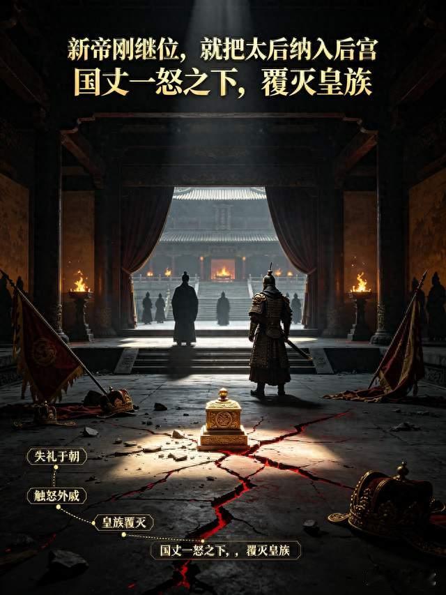 先帝离世不久，新帝便迎娶太后，国丈一怒之下覆灭皇族