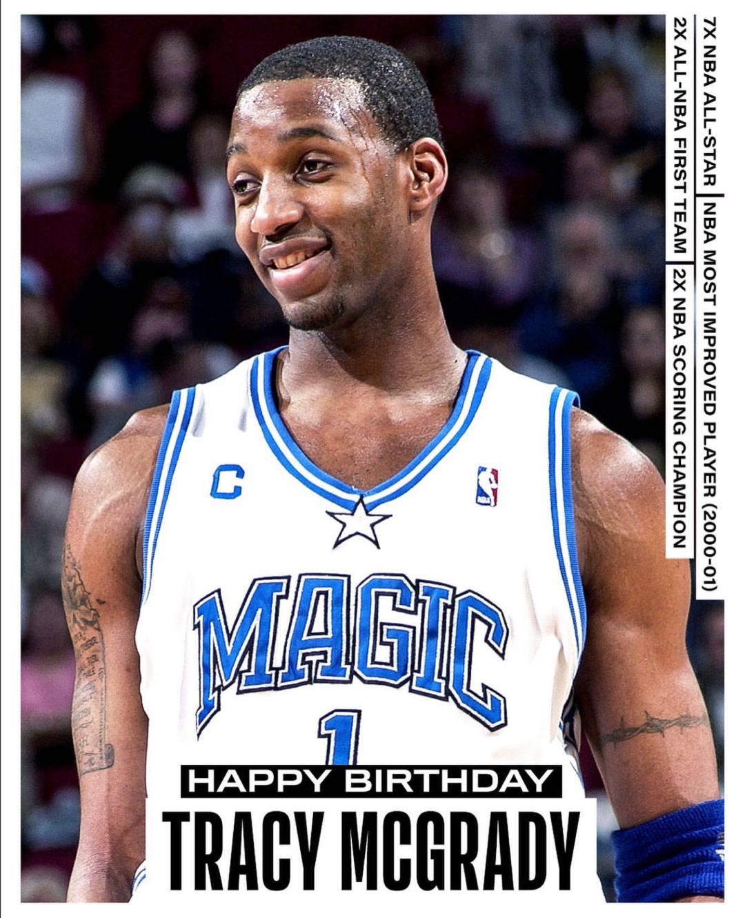 NBA官方晒图，祝名人堂成员麦迪45岁生日快乐！🎂#麦迪45岁生日快乐# ​​