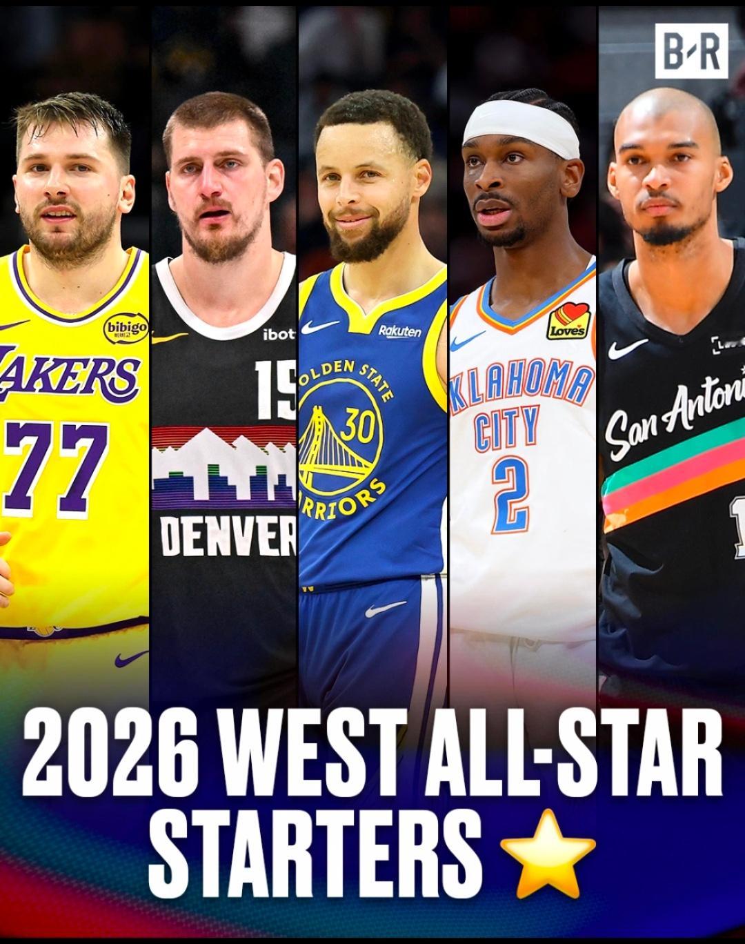 NBA官方公布了2026年全明星赛的首发阵容。西部首发是亚历山大、约基奇、东契奇
