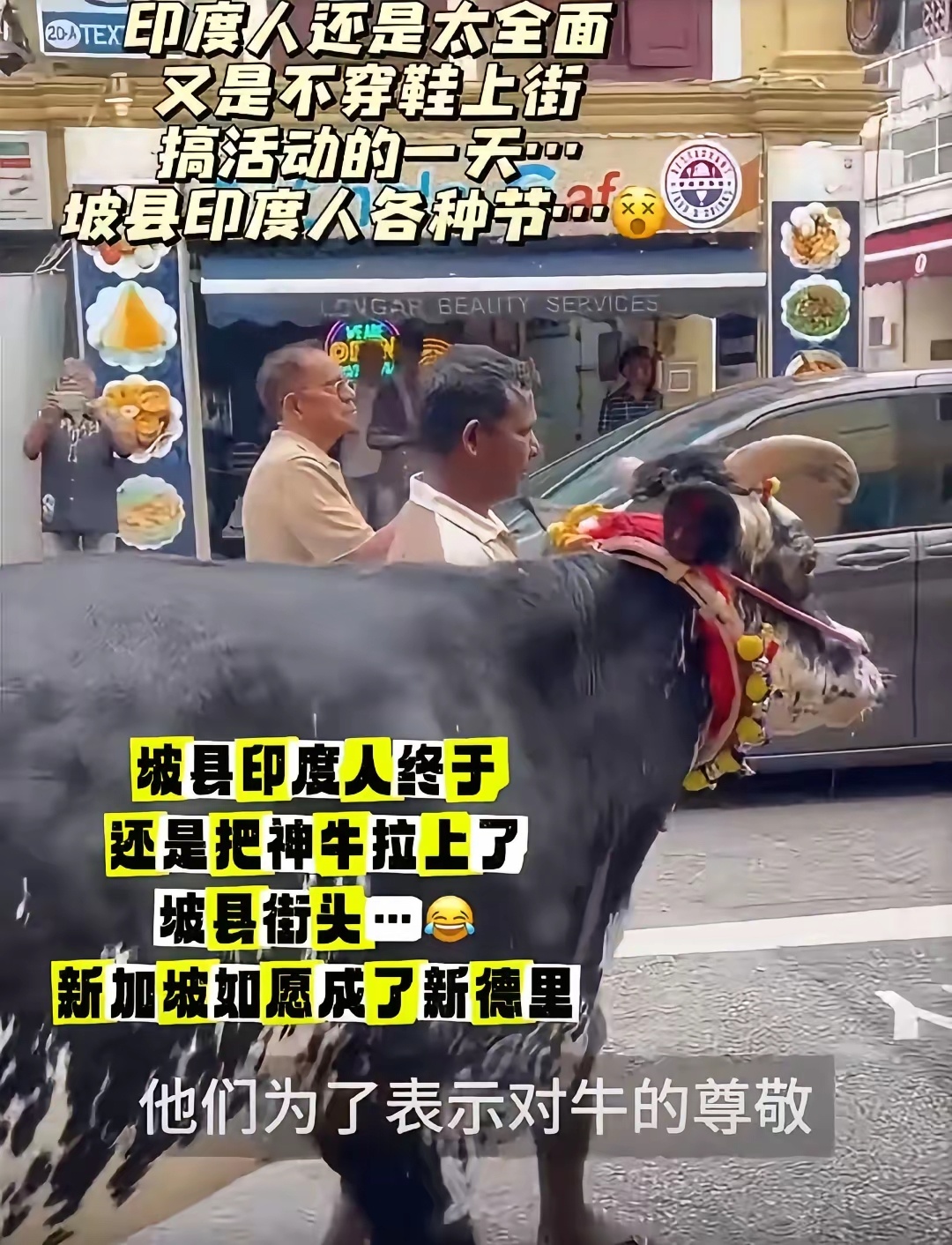 印度人把牛都带到新加坡去了，他们走到哪儿就把哪儿变成印度模样。 