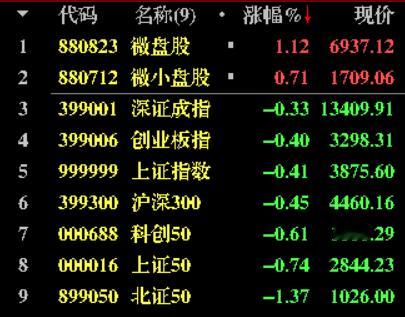 微盘股，今天“争气”了————————————美联储加息，A股“受伤”。早盘各主