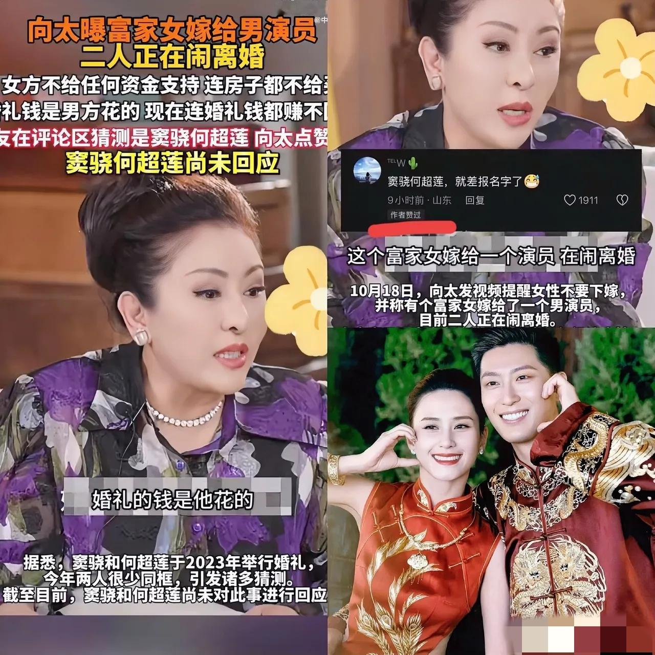 豪门婚姻的遮羞布
看来只有向太才敢掀开
她说的也基本上也是大实话，不过我觉得可能