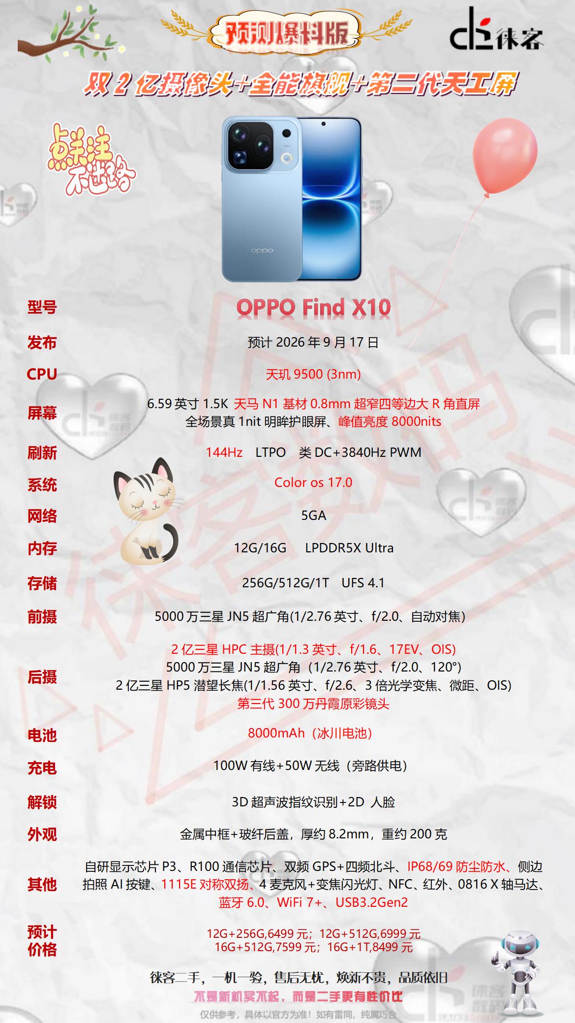 Find X10 定位最强旗舰标准版，核心亮点多多：
同档唯一 8000mAh大