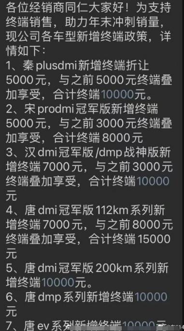 比亚迪家族多款车型降价5000-15000元不等，降价这剂猛药是打了又打，同行们