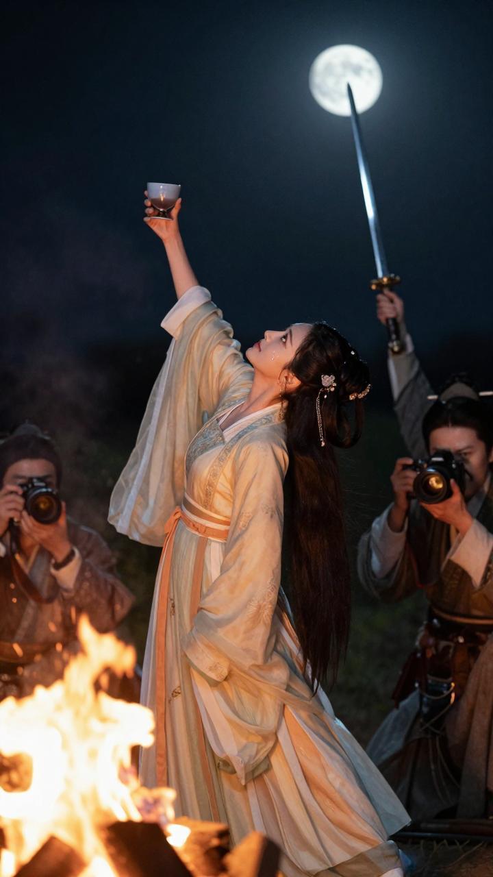 把酒问青天，清泪落红颜
小玉清音起调，唱起自己撷取唐宋古韵改编的《把酒问苍天》。