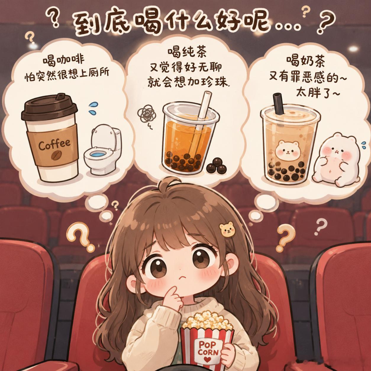 在电影院要小心自己的喝的像我这种看电影必备饮料的人每次都很纠结要喝什么～～～喝咖