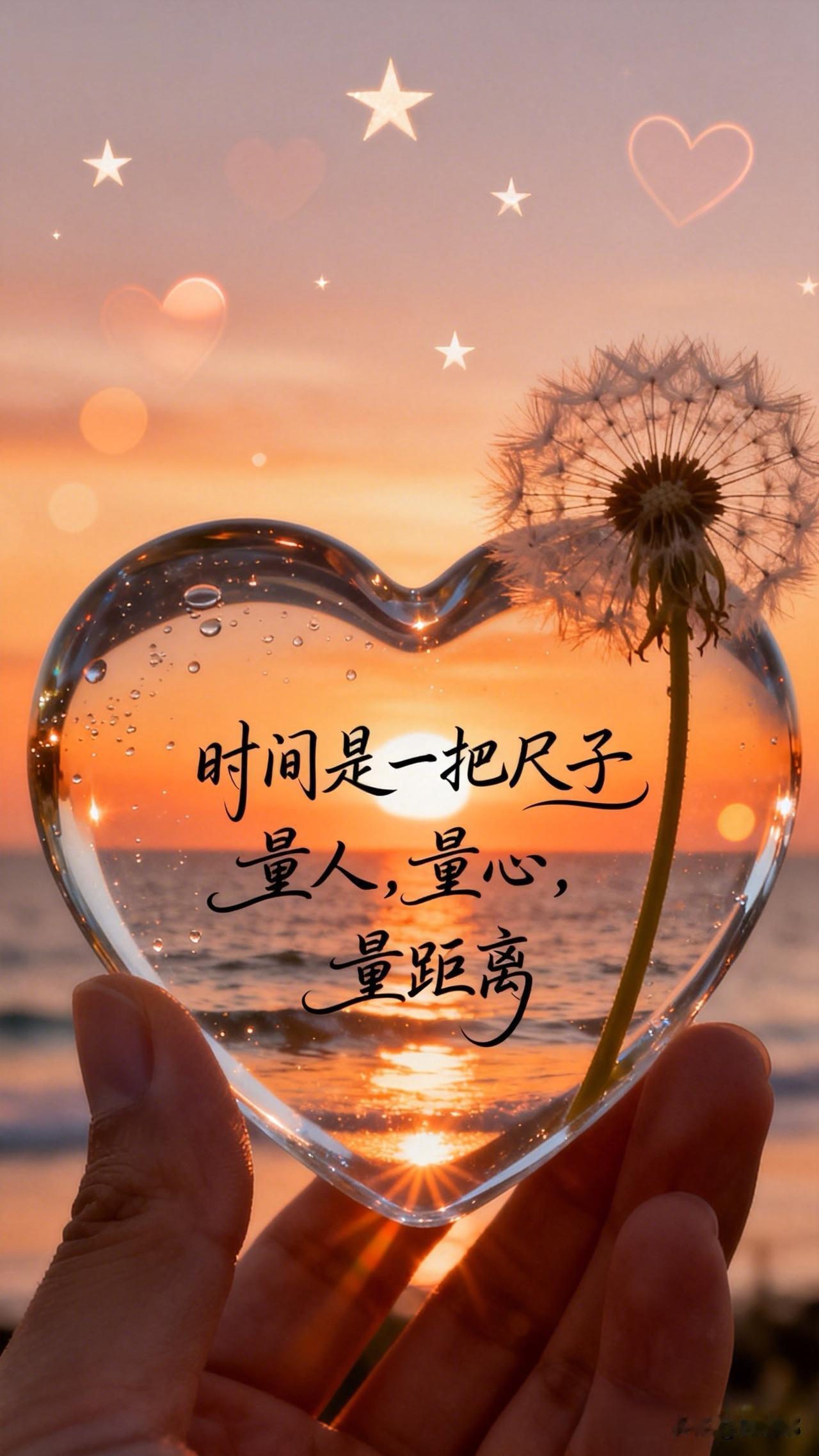 时间是一把尺子，量人，量心，量距离。[祈祷]时间这东西，看不见摸不着，可又实实在