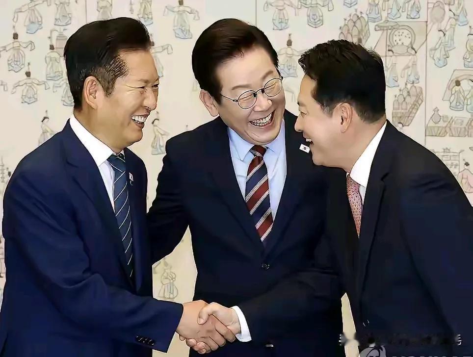 执政党共同民主党党首郑清来和最大在野党国民力量党首张东赫在李在明的撮合下终于握手