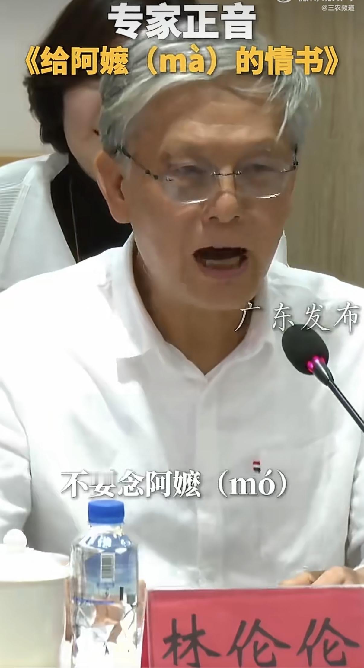 教授林伦伦建议：“特别是媒体，在播《给阿嬷的情书》时，不要念阿嬷（mó），请说阿