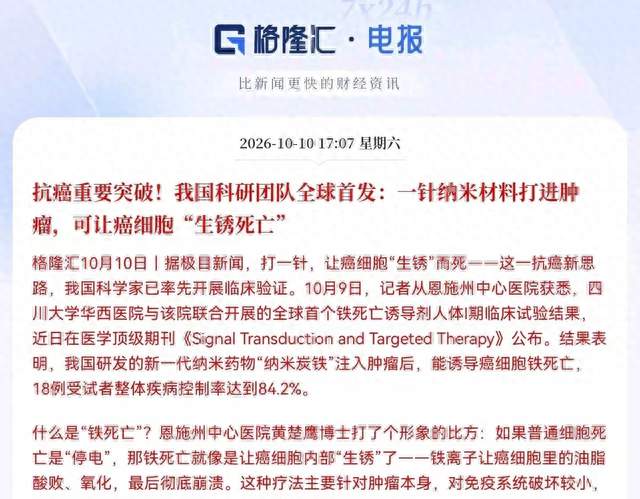 18人试验控制率84.2%，国产纳米抗癌药数据出炉
