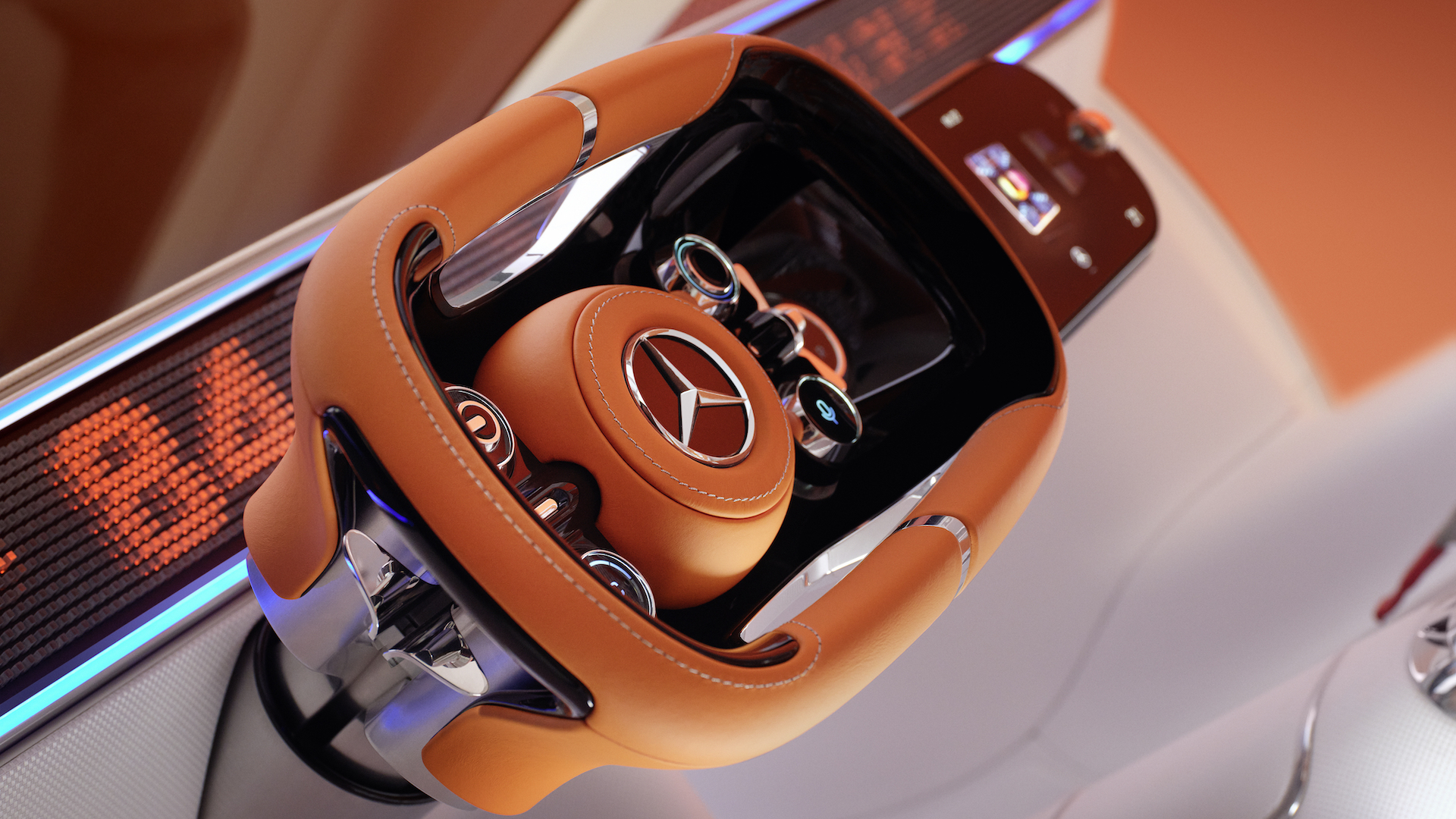 #yoke方向盘# 看下一代梅赛德斯-奔驰S级（EQS?）将用上用长方形的Yok