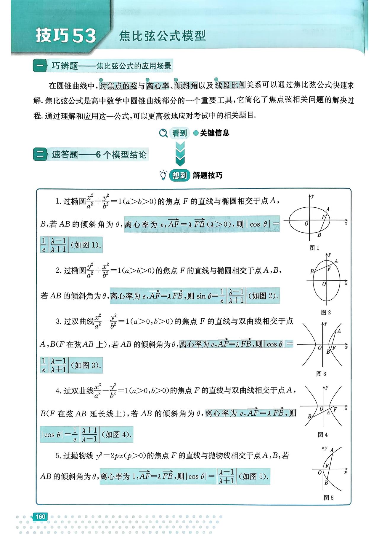 圆锥曲线必备结论
1、焦比弦公式
2、切线问题
3、渐进线模型