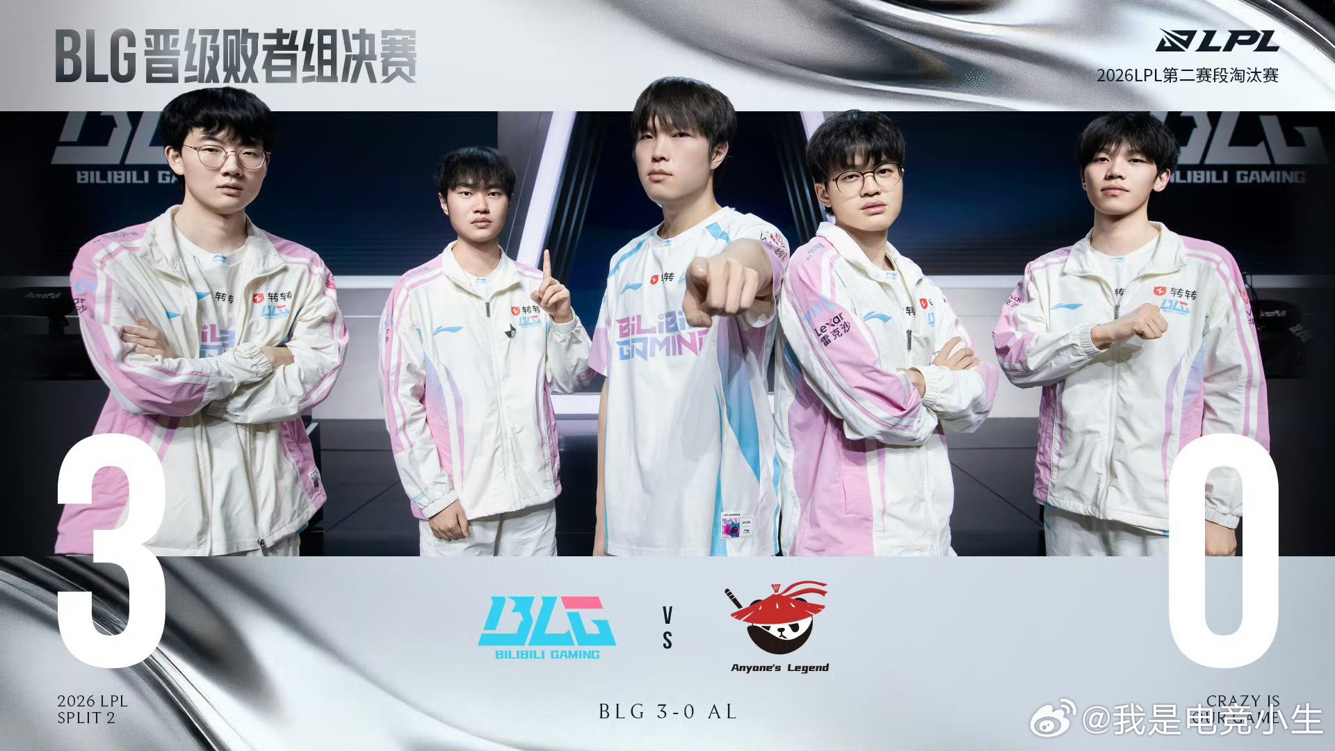今天BLG3:0零封AL，状态火热！如果败者组决赛WE还是昨天被TES零封时的状