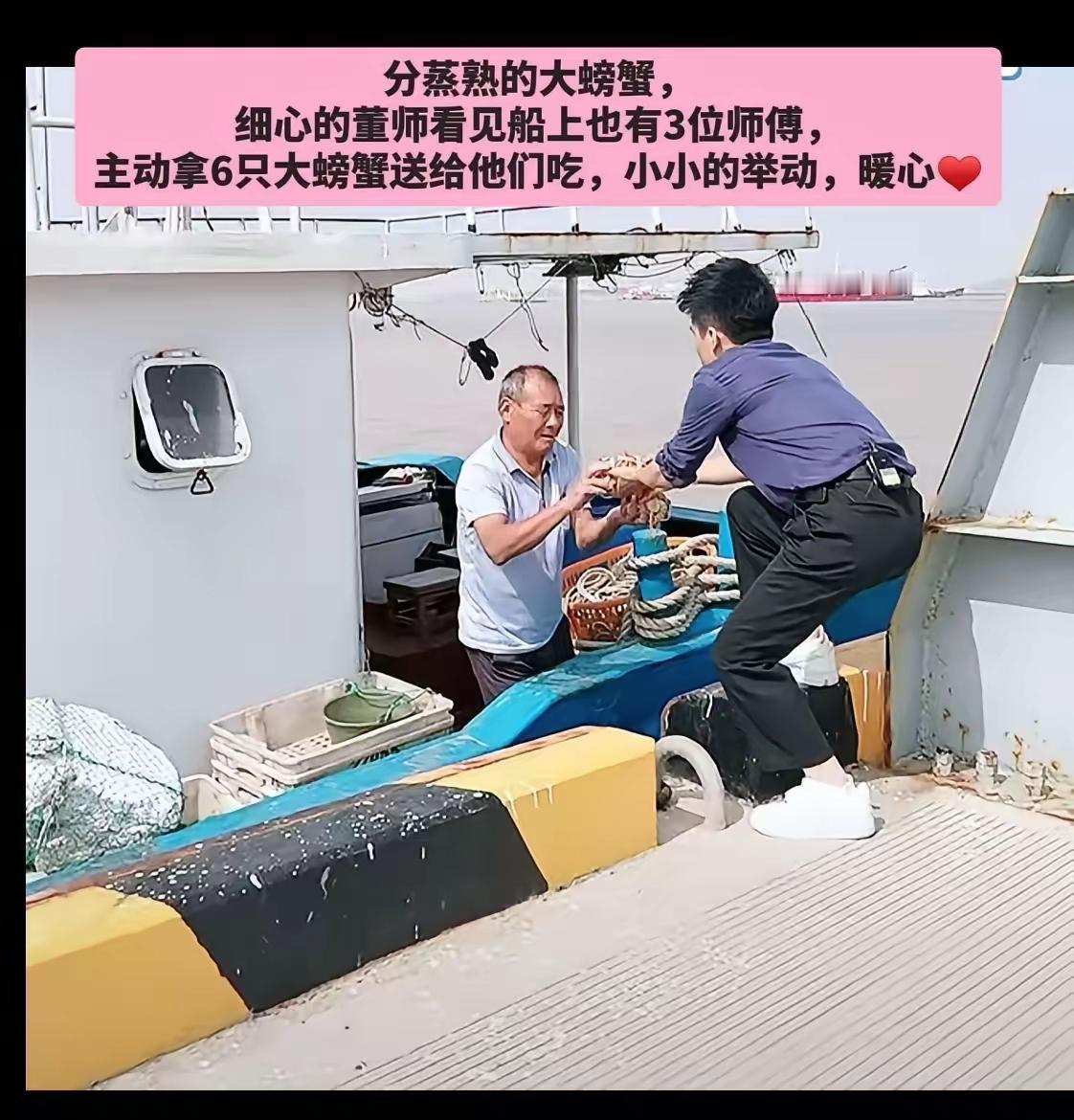 这张照片真的一下戳到我！一桌人围坐品尝舟山海鲜的时候，董宇辉挑了几只饱满的螃蟹，