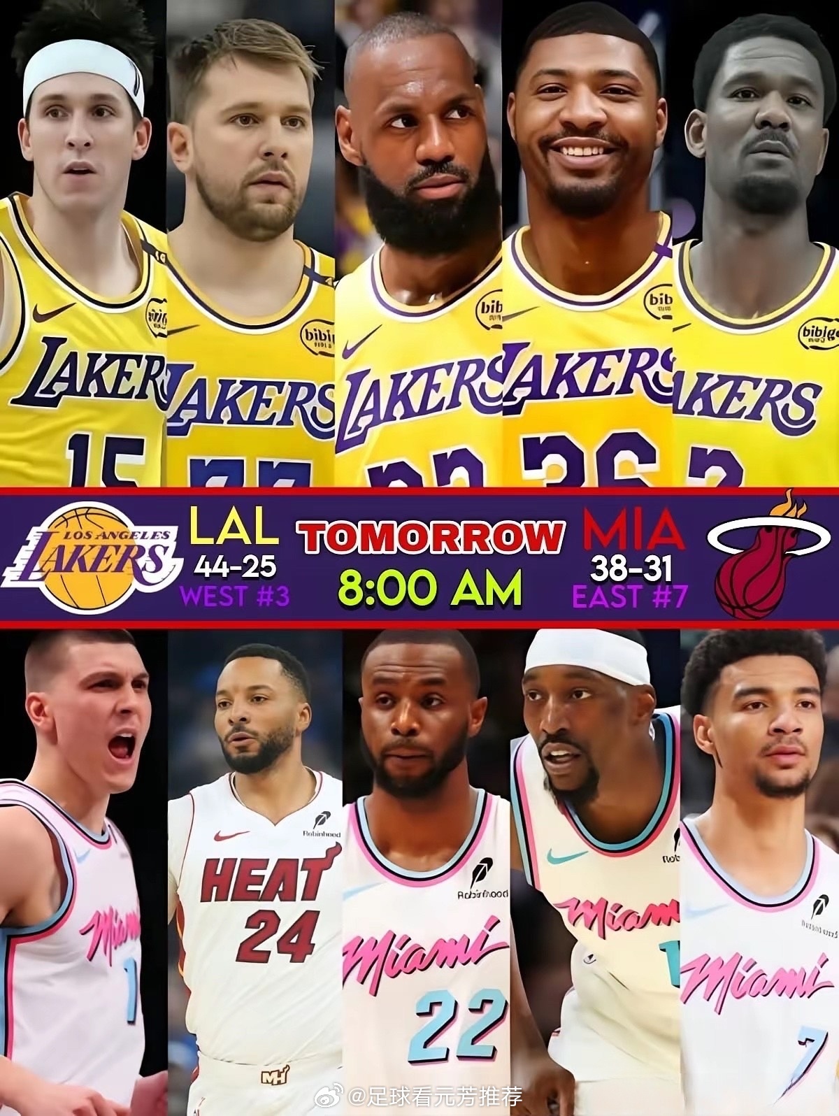 明日（3月20日）8点，湖人背靠背战热火。刚双杀火箭，体能消耗大，需防热火主场反