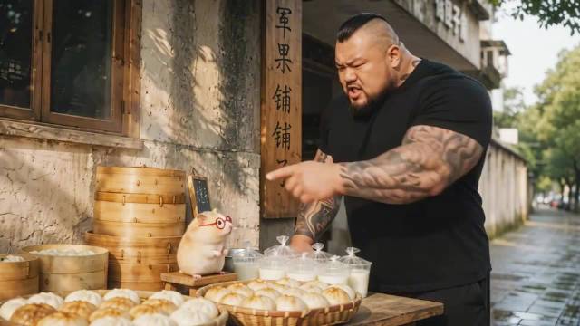 人，卖个包子可真费劲啊…鼠的腮帮子快被戳破了