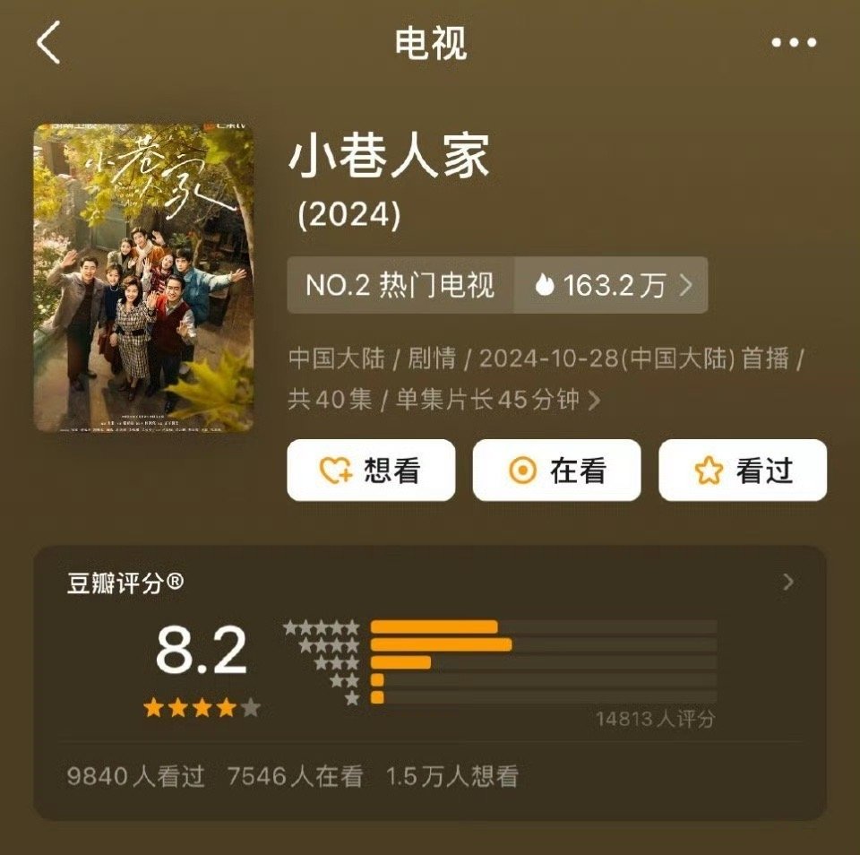 #小巷人家豆瓣降至8.1分# ​​​