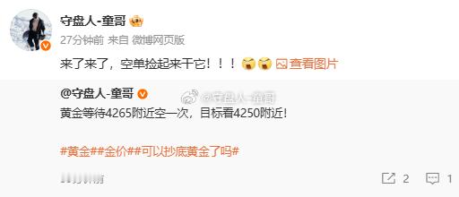 黄金4265空，下来4063附近咱们得懂点事见好就收了，欧盘不能太格局了，避免一