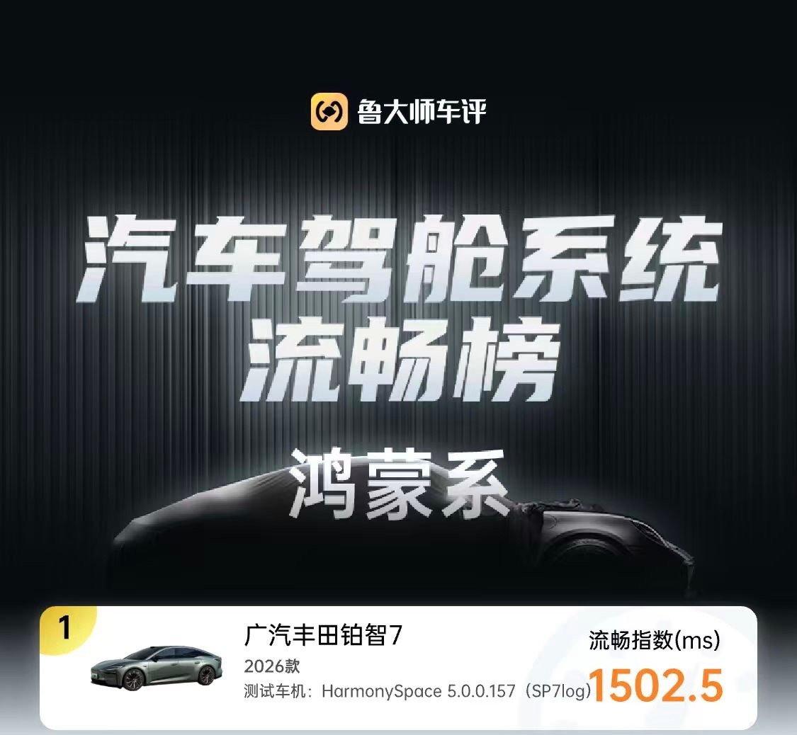 铂智7搭载最新鸿蒙座舱5.0，内置MoLA大模型，智能交互体验全面升级。鲁大师实