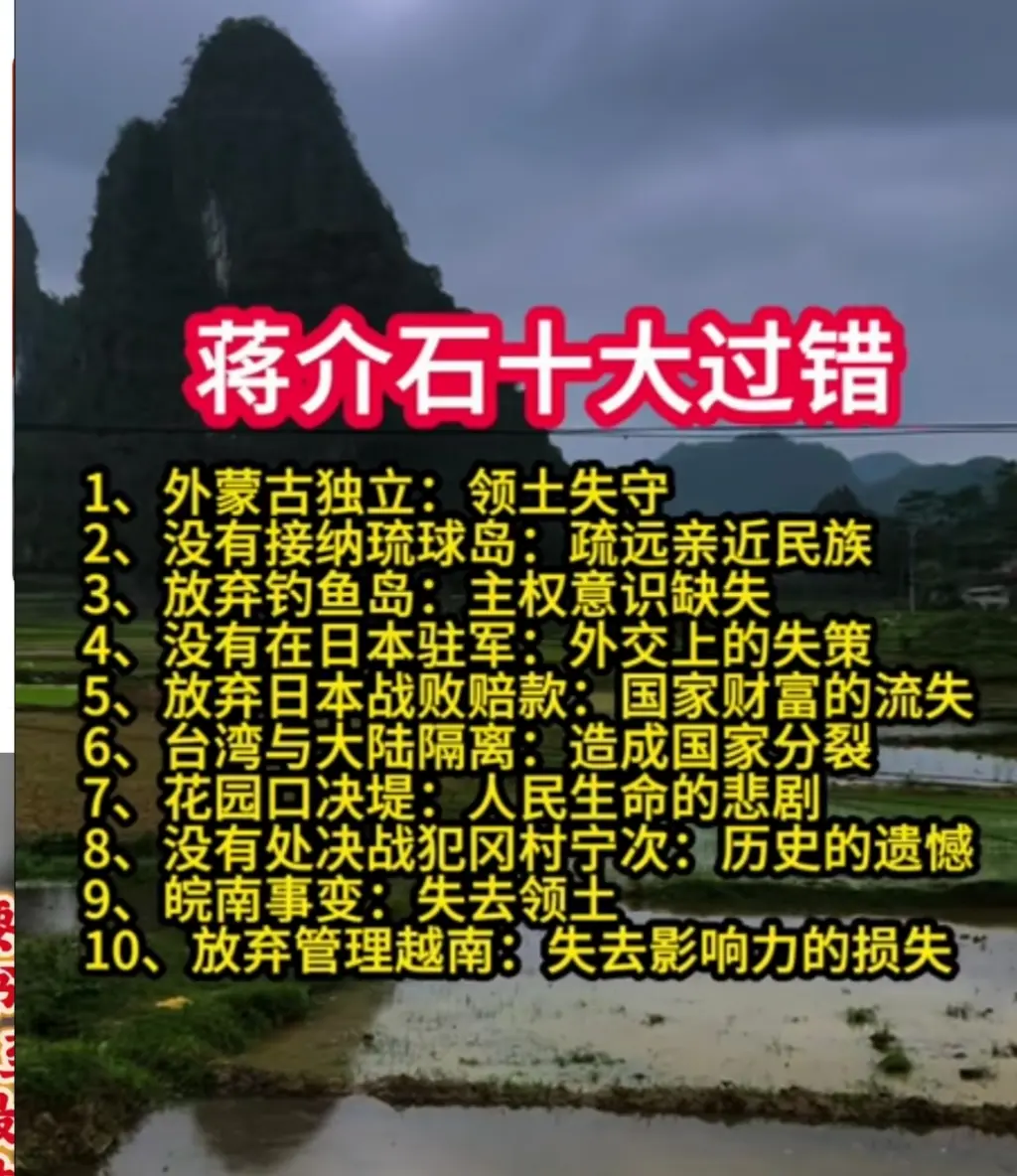 蒋介石所犯的错误。
