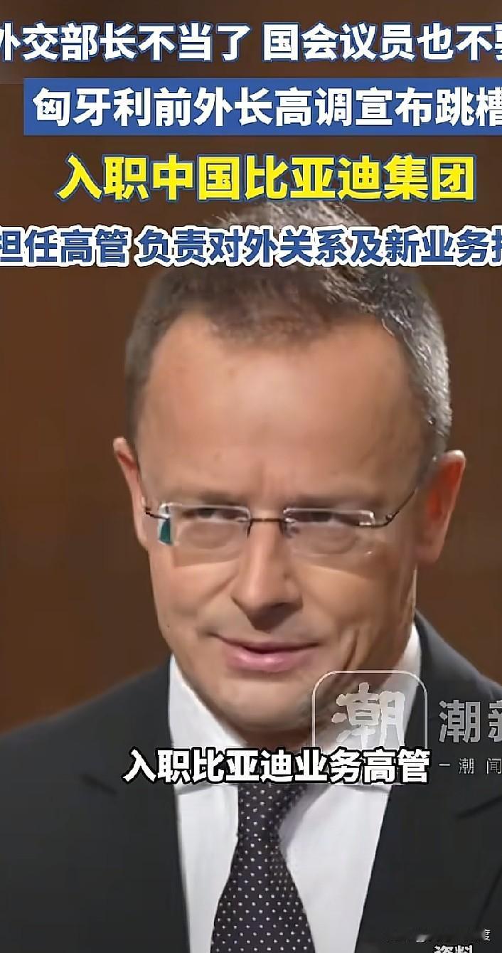 比亚迪这波真长脸
 


匈牙利前外长西雅尔多正式官宣入职比亚迪，出任集团高管，