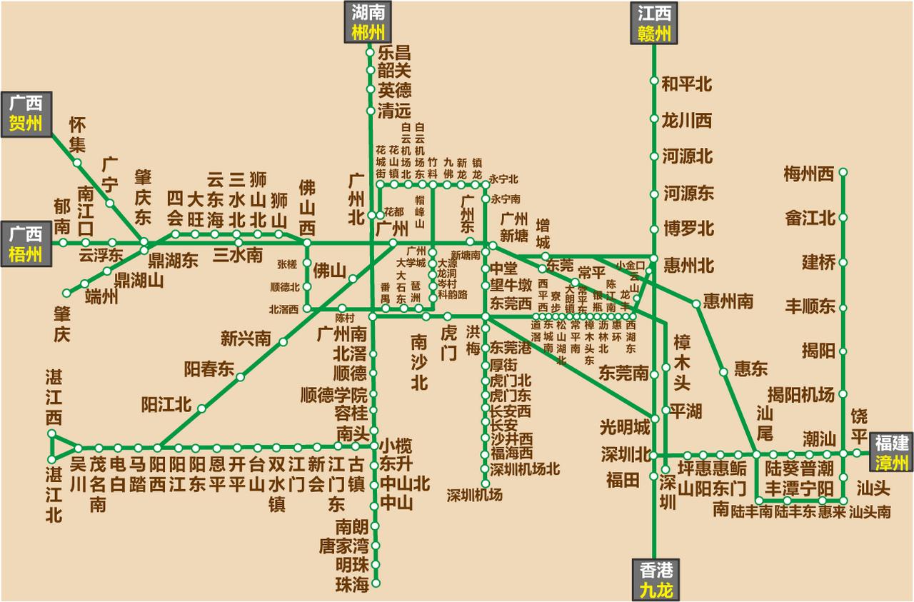 广东高铁地图2026极简草稿版