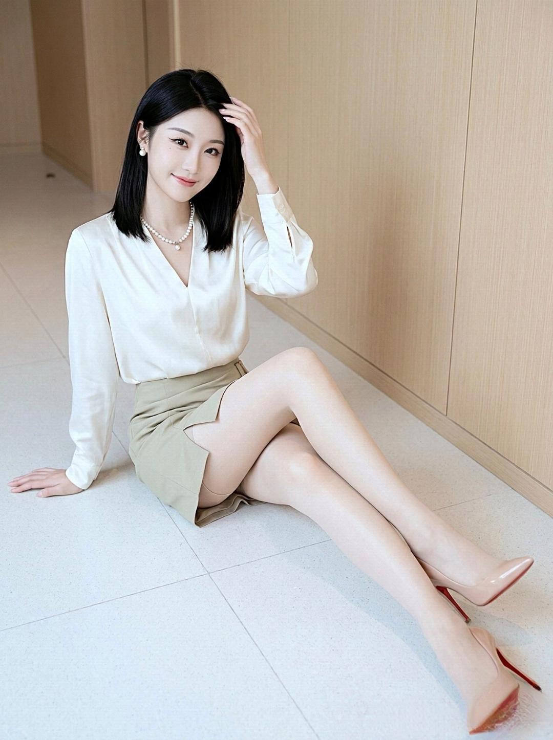 优雅职场风，简约白衬衫搭配高腰裙，尽显干练气质！