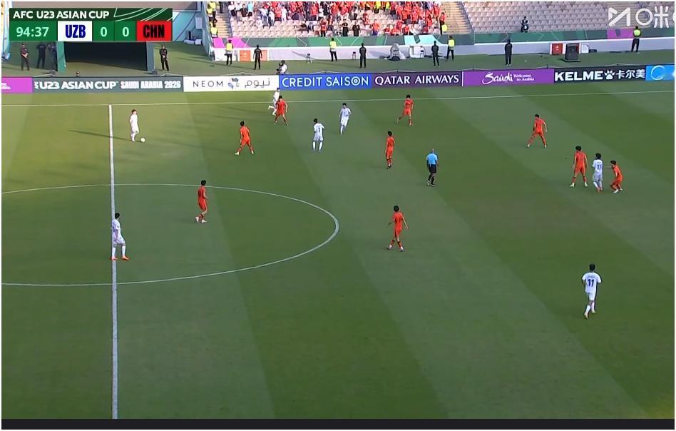 看了会U23足球亚洲杯，国足与乌兹别克斯坦的比赛，最大的感受就是乌兹别克的球队太