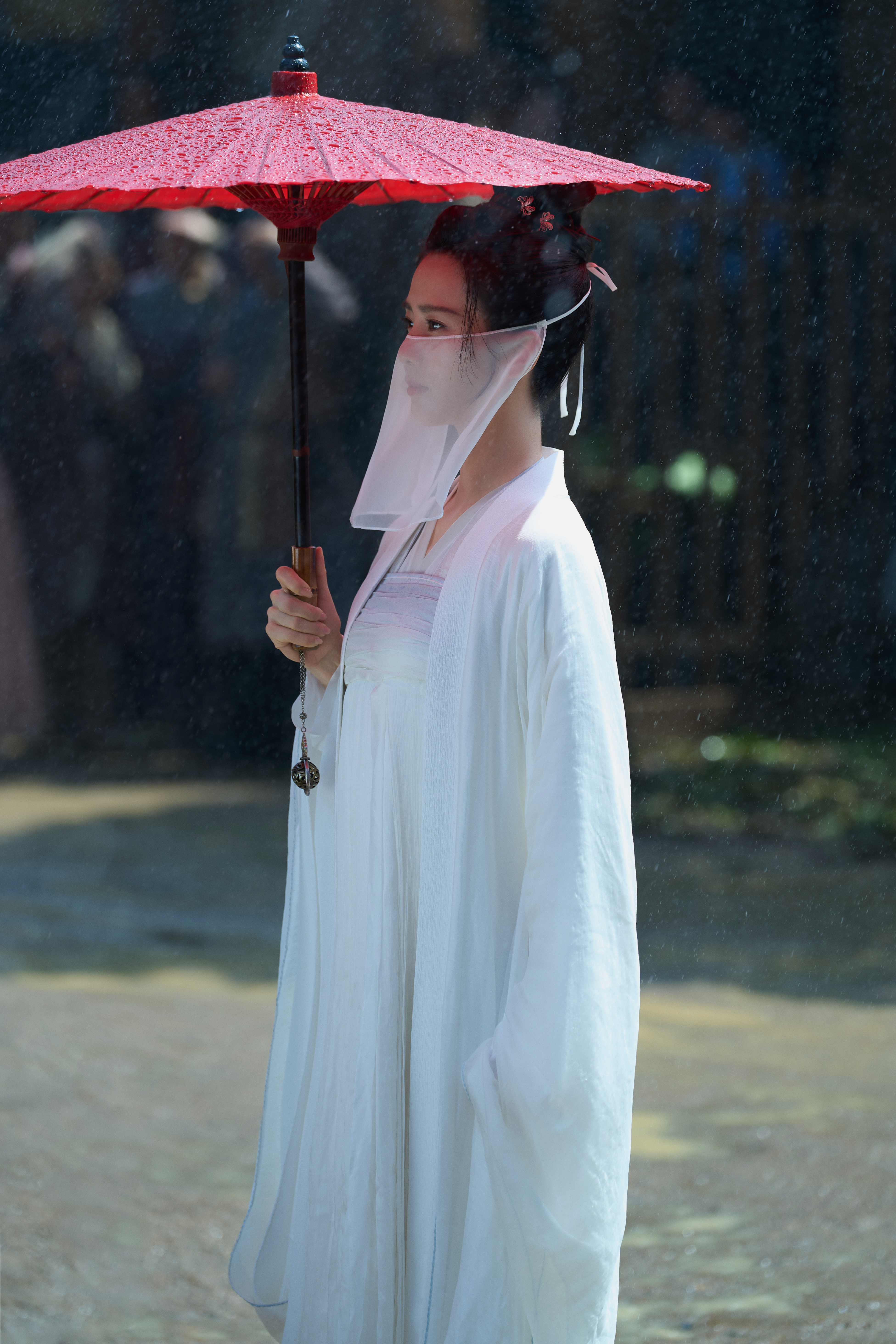 刘诗诗细雨湿素裳  刘诗诗饰演的叶平安出场宛若仙子。她身披洁白的面纱，裙裾飘逸如