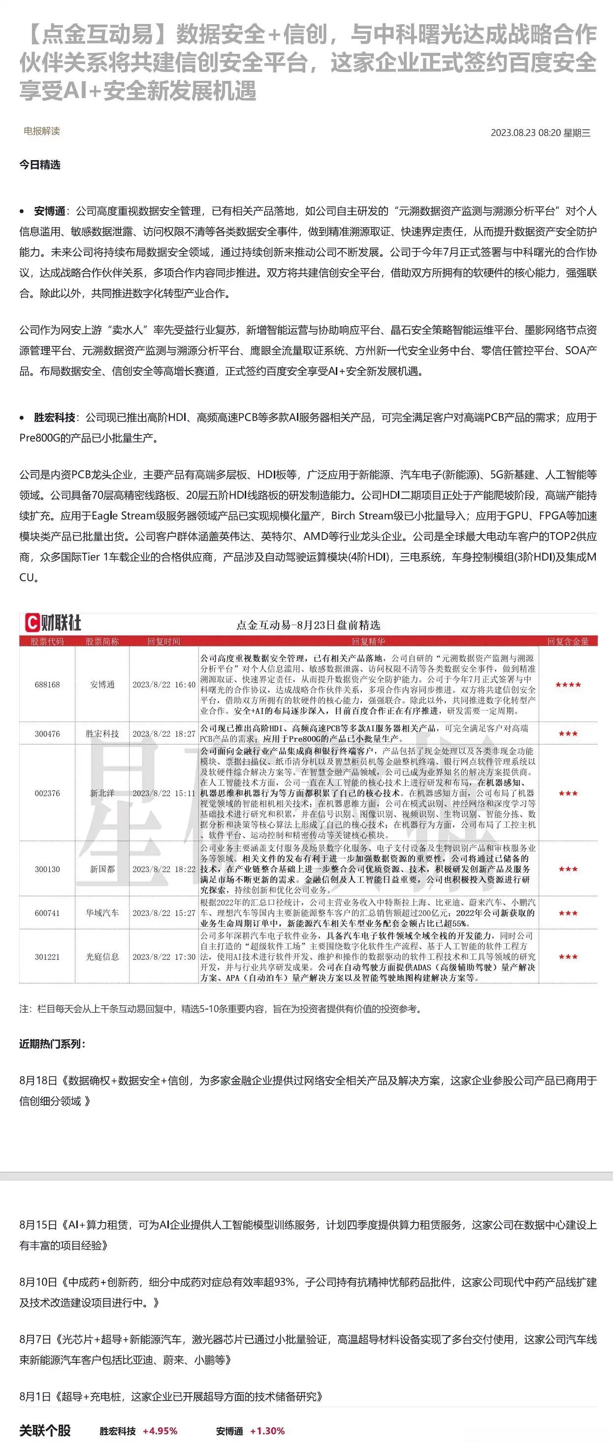 数据安全+信创，与中科曙光达成战略合作伙伴关系将共建信创安全平台，这家企业正式签