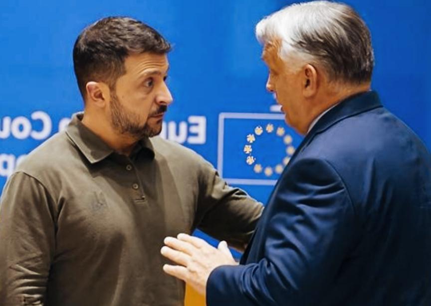 泽连斯基和欧尔班两人在讨论什么事情呢？
泽连斯基和欧尔班两人的表情，是不是都很严