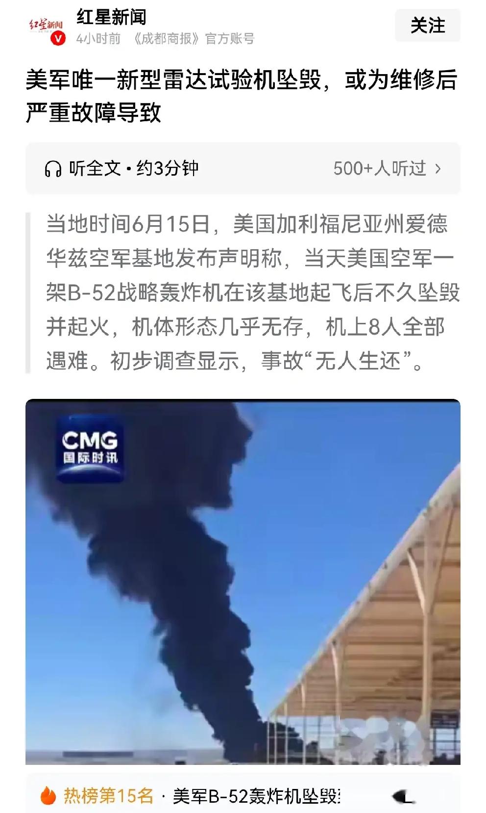 这回美国B-52坠毁，起初看着像个意外，现在回过头看，里头水深着呢。

那架飞机