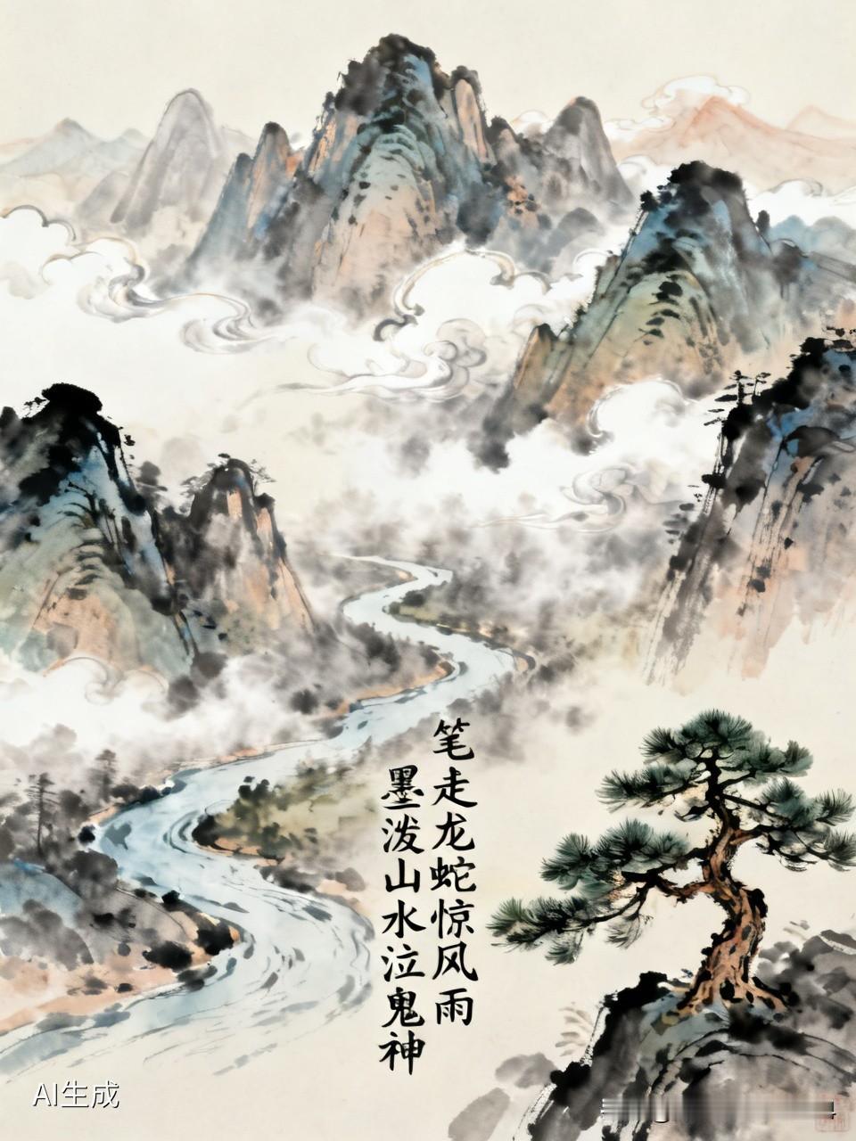 上联：笔走龙蛇惊风雨，你对下联，。墨泼山水泣鬼神