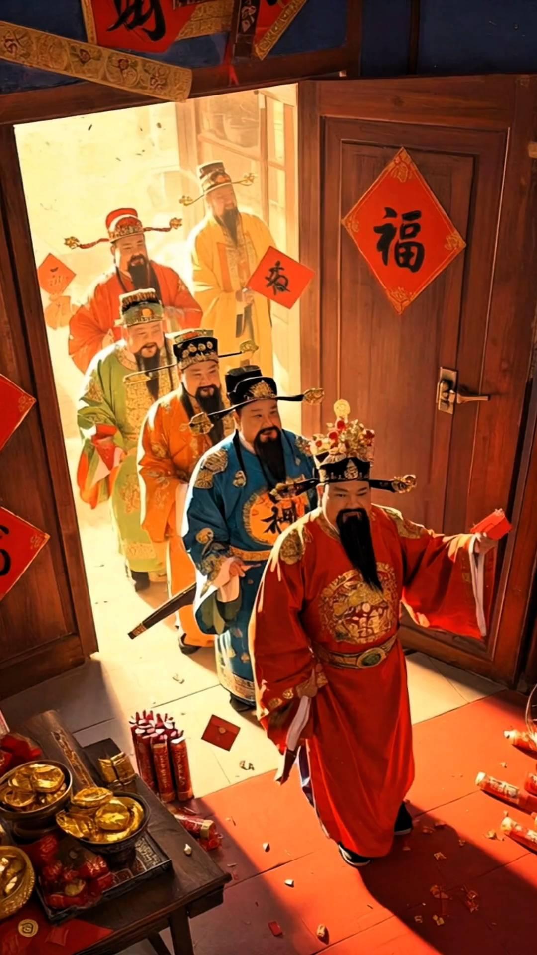 正月初五，财神爷到家了。