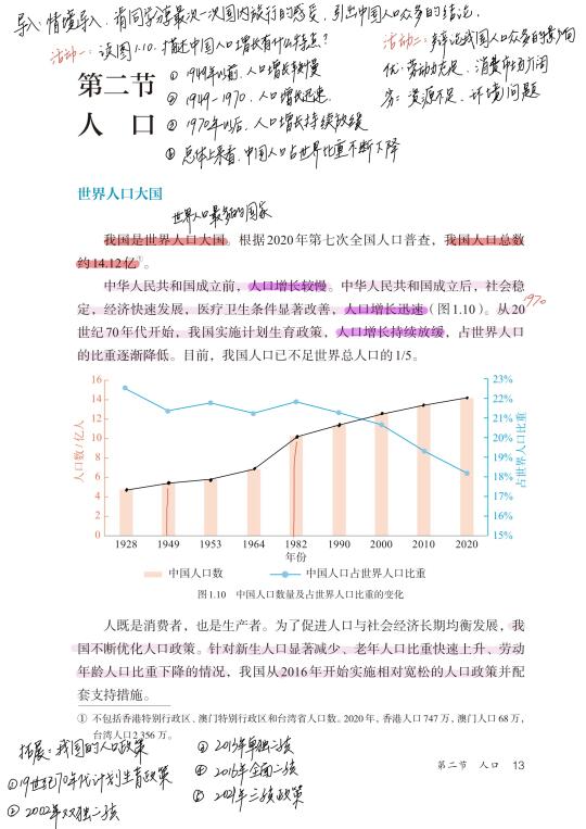 新人教版地理备课｜1.2 人口