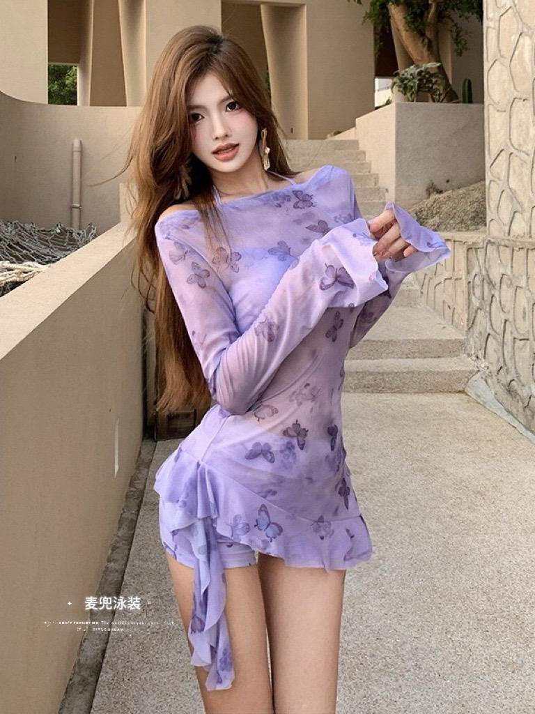 温柔又显瘦的紫色泳衣💜海边度假穿绝美！泳衣 泳装比基尼 泳装穿搭 比基尼泳装