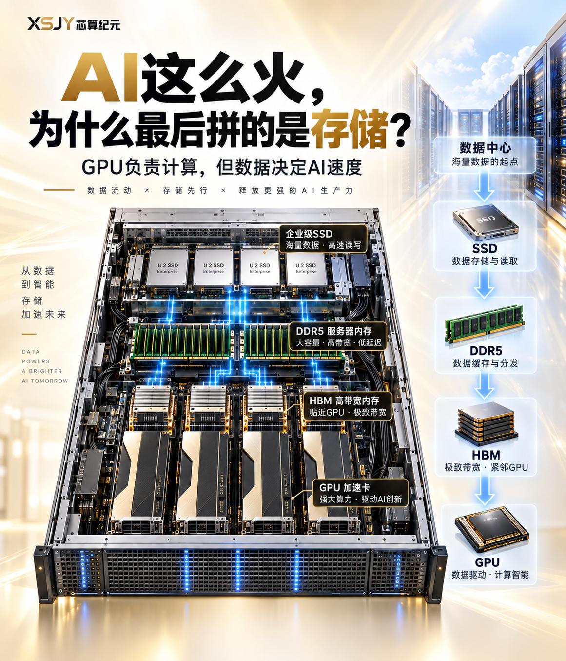 都说AI拼的是算力，买GPU买到手软？
其实，真正决定AI效率的，是存储。
	
