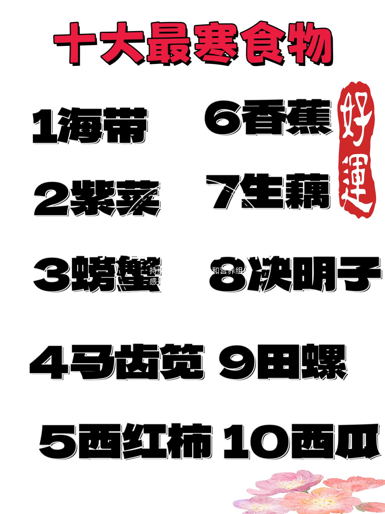 十大寒性食物。