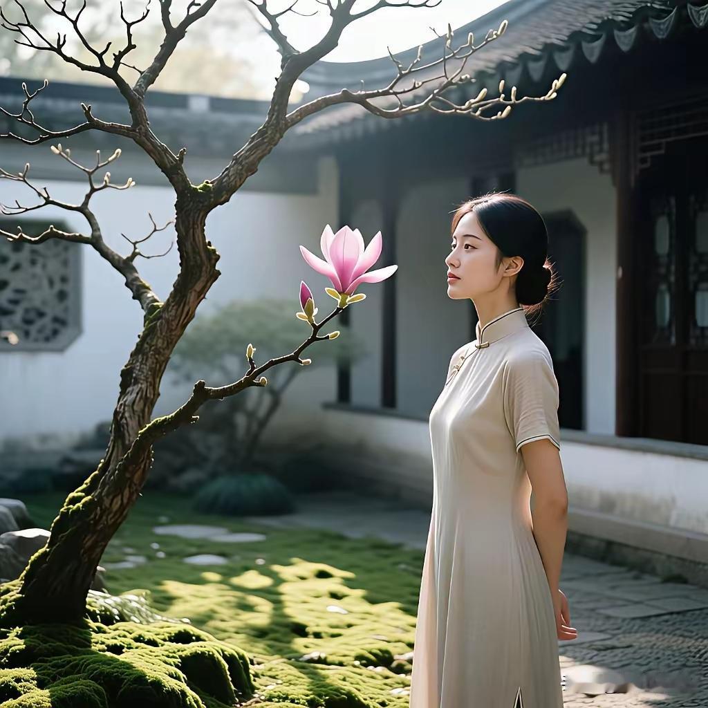 天净沙·红花照丽人
红花映照佳人，
娇声妩媚含春。
满院香风韵醇。
风姿撩引，