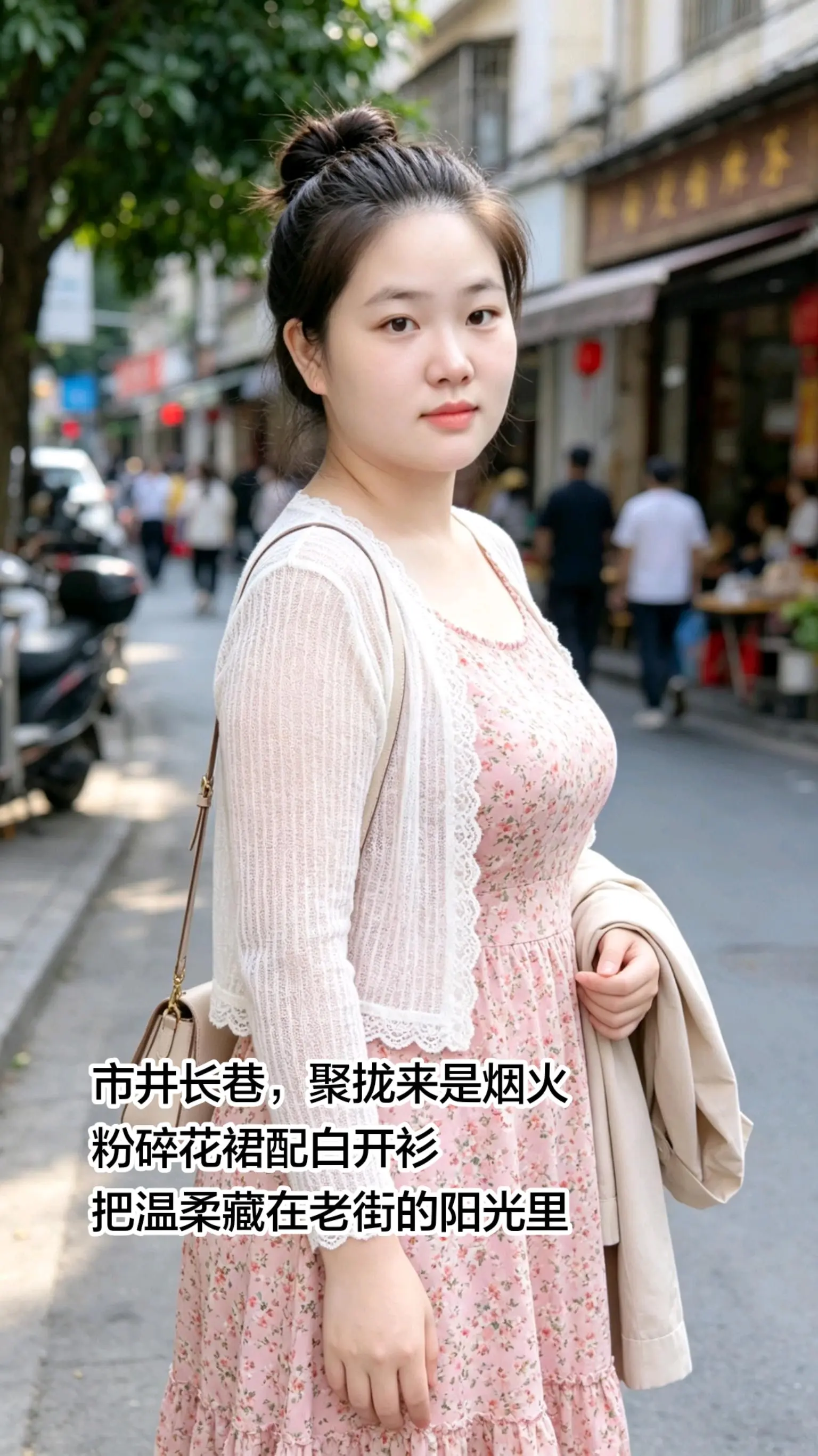 市井长巷，聚拢来是烟火，粉碎花裙配白开衫，把温柔藏在老街的阳光里