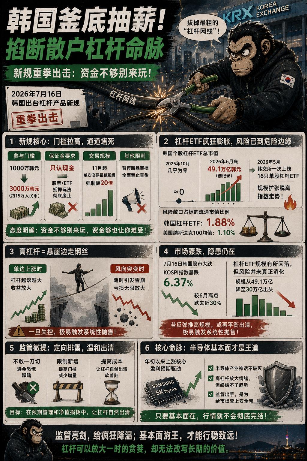 韩国金融监管部门最近干了一件釜底抽薪的事。
他们强行拔掉了股市投机客手里最粗的那
