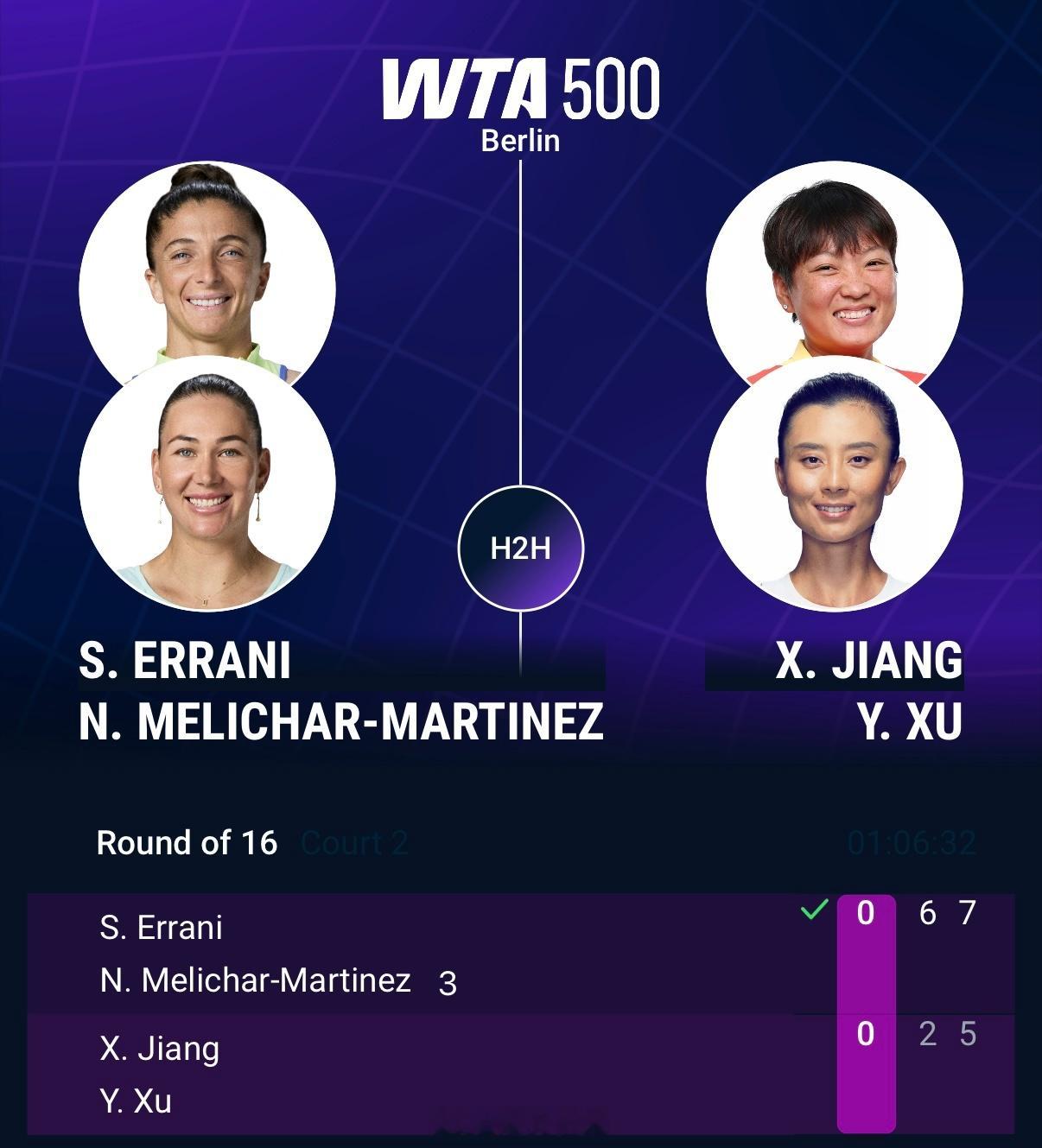 柏林WTA500双打首轮蒋欣玗🇨🇳/徐一璠🇨🇳以2-6/5-7负于三号种