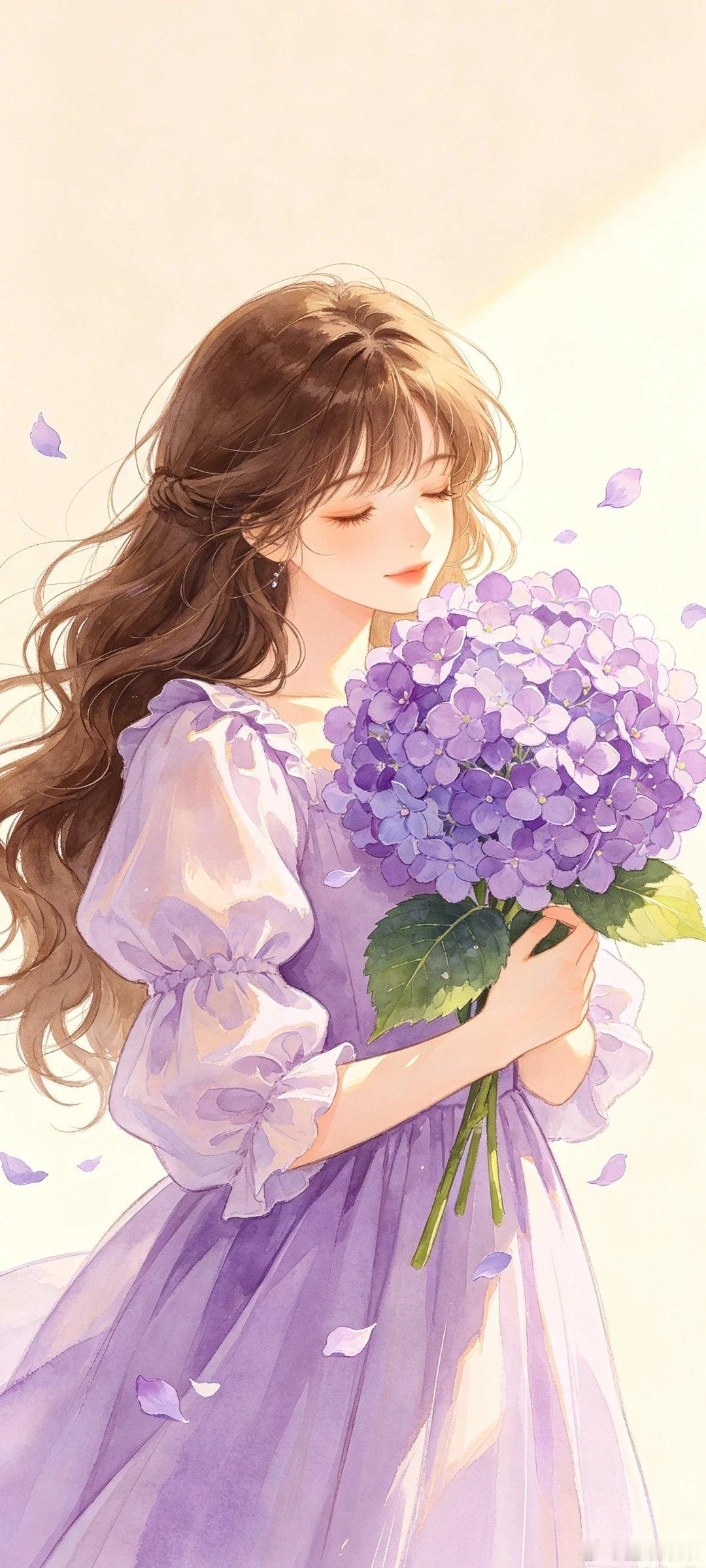 芬芳馥郁花瓣女生漫画壁纸 