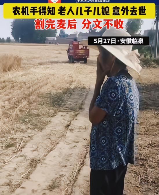 泪目！安徽临泉，一女农机手给八旬老人收割小麦时，意外得知她的儿子和儿媳全部去世，